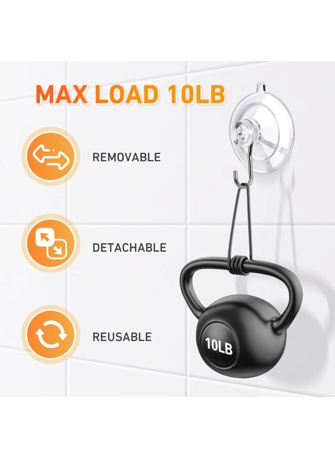 Suction Cup Hooks 12Pack - Max Load 10LB, 1.77Inch Clear Small Suction Cups, No Trace, Reusable & Removable Suction Cup with Stainless Steel Hooks, for Tile Glass Window Shower Kitchen Bathroom - Image 4